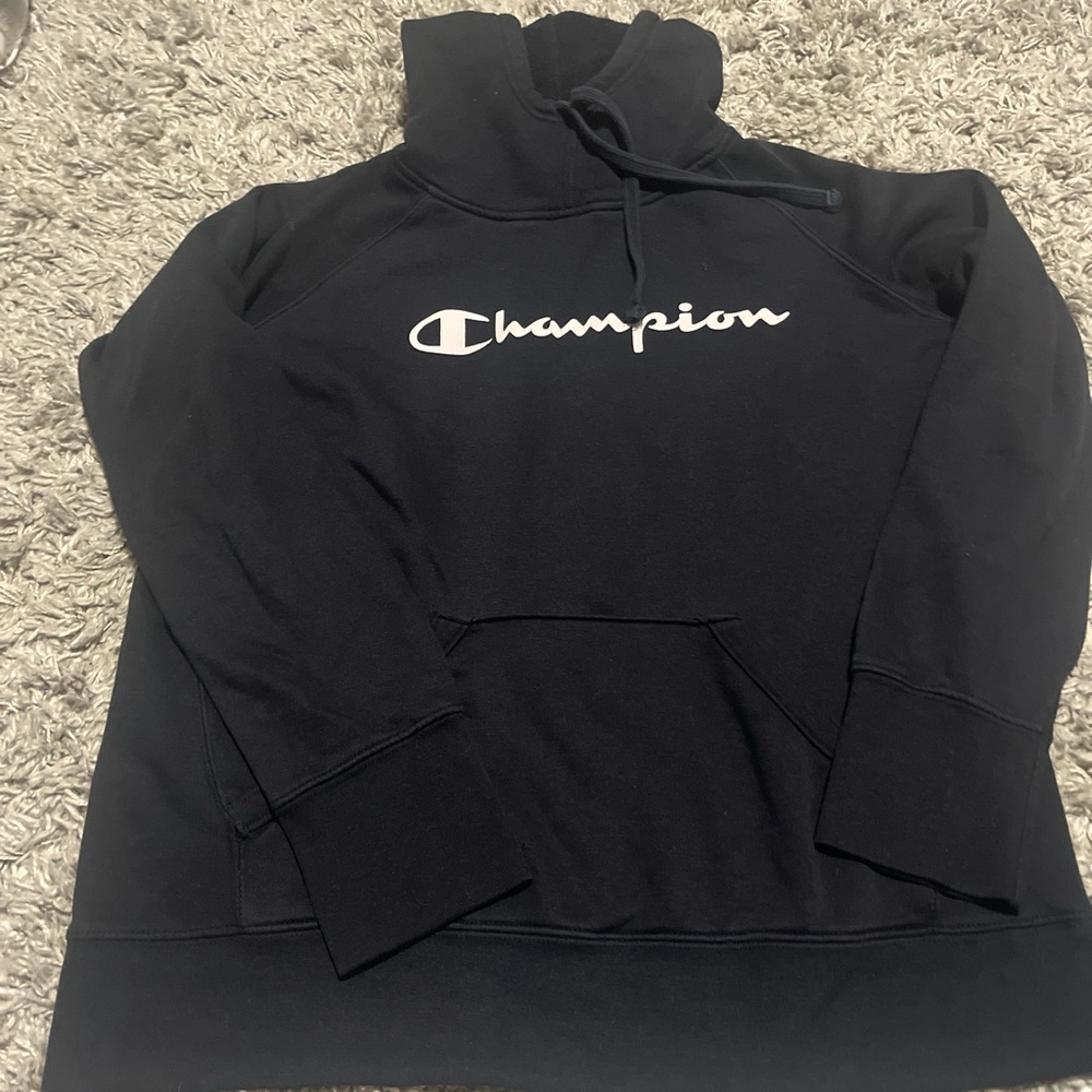 Champion Black Sweatshirt with White Logo